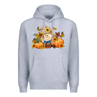 Heather Grey fall scarecrow Premium Hoodie - LillyAllenDesigns
