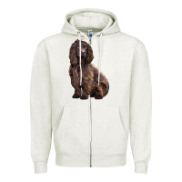 Oatmeal Heather Boykin Spaniel Dog Zipper Hoodie - LillyAllenDesigns