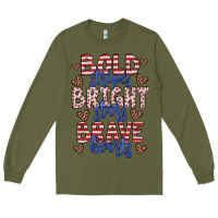 Army Green bold stripes bright stars brave hearts Long Sleeve Tee - JahusDesignShop