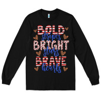 Black bold stripes bright stars brave hearts Long Sleeve Tee - JahusDesignShop