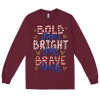 Burgundy bold stripes bright stars brave hearts Long Sleeve Tee - JahusDesignShop