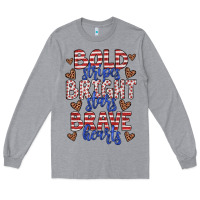 Heather Grey bold stripes bright stars brave hearts Long Sleeve Tee - JahusDesignShop