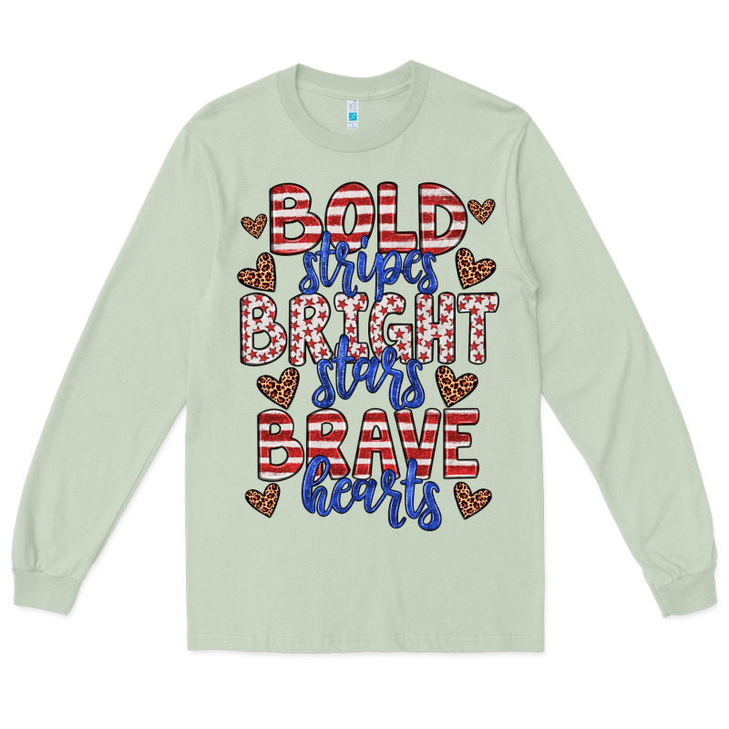 Bold Stripes Bright Stars Brave Hearts Long Sleeve Tee by JahusDesignShop | Teevron