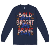 Navy bold stripes bright stars brave hearts Long Sleeve Tee - JahusDesignShop