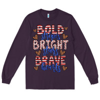 Plum bold stripes bright stars brave hearts Long Sleeve Tee - JahusDesignShop