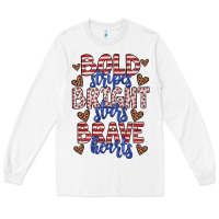 White bold stripes bright stars brave hearts Long Sleeve Tee - JahusDesignShop