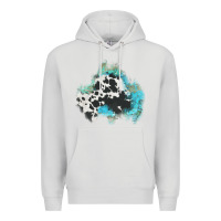 Dove Grey cowhide turquoise patch Premium Hoodie - AdoDesignShop
