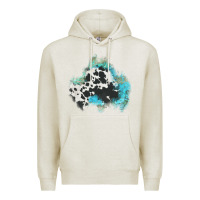 Oatmeal Heather cowhide turquoise patch Premium Hoodie - AdoDesignShop