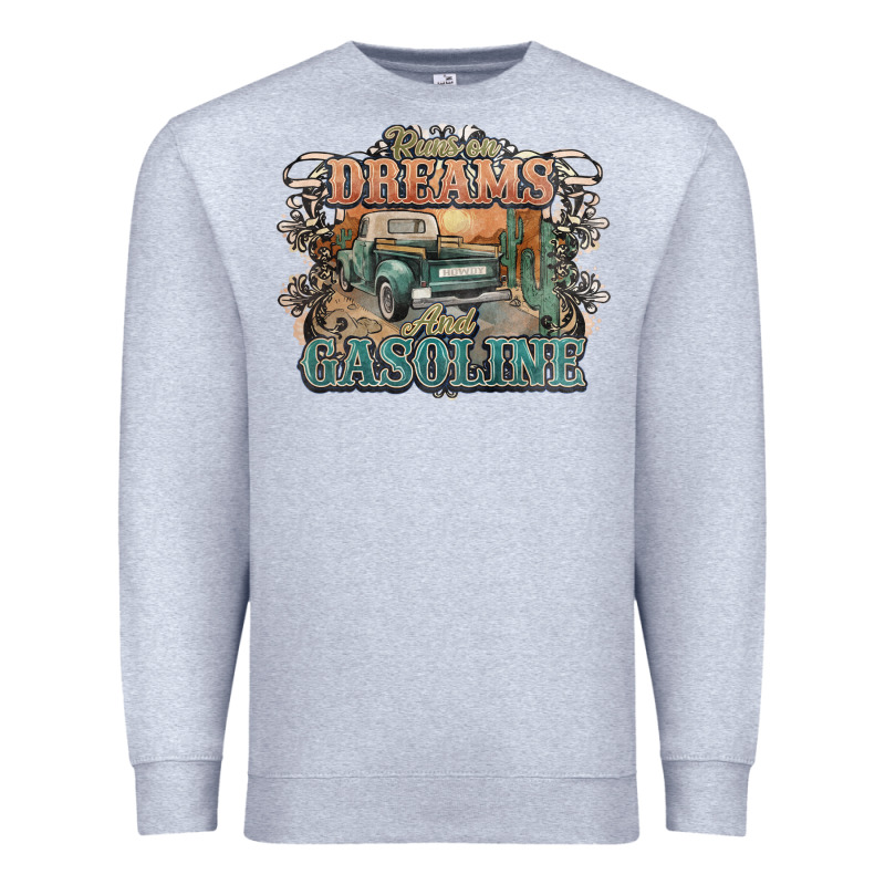 Runs On Dreams And Gasoline Truck Western Premium Sweatshirt by NancyCooperArtShop | Teevron
