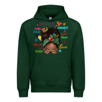 Forest Green afro messy bun teach inspire love teacher blessed Urban Hoodie - NancyCooperArtShop