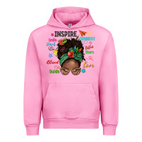 Fuchsia Pink afro messy bun teach inspire love teacher blessed Urban Hoodie - NancyCooperArtShop