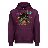 Mauve Wine afro messy bun teach inspire love teacher blessed Urban Hoodie - NancyCooperArtShop