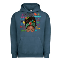 Pigment Midnight Navy afro messy bun teach inspire love teacher blessed Urban Hoodie - NancyCooperArtShop
