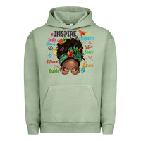 Pigment Oil Green afro messy bun teach inspire love teacher blessed Urban Hoodie - NancyCooperArtShop