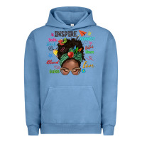 Pigment Pebble Blue afro messy bun teach inspire love teacher blessed Urban Hoodie - NancyCooperArtShop