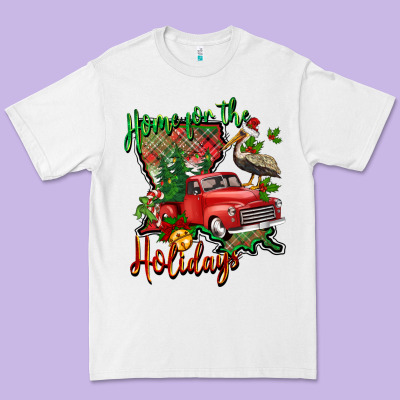 Home For The Holidays Louisiana Premium Tee Designed By Barkaloodesign
