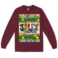 Burgundy Christmas jolly teacher Long Sleeve Tee - Artiststas