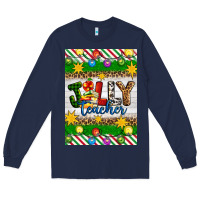 Navy Christmas jolly teacher Long Sleeve Tee - Artiststas