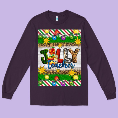Christmas Jolly Teacher Long Sleeve Tee Designed By Artiststas