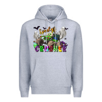 Heather Grey spooky crusher monster truck Premium Hoodie - LillyAllenDesigns