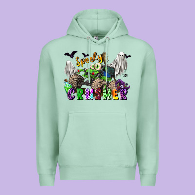 Spooky Crusher Monster Truck Premium Hoodie Designed By Lillyallendesigns