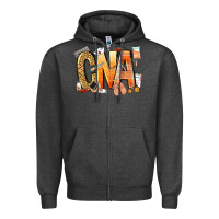 Charcoal Heather cna certified nursing assistant nurse Zipper Hoodie - NancyCooperArtShop