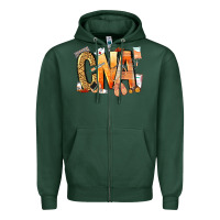 Sports Green cna certified nursing assistant nurse Zipper Hoodie - NancyCooperArtShop