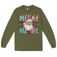 Army Green merry merry merry Long Sleeve Tee - AdoDesignShop