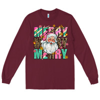 Burgundy merry merry merry Long Sleeve Tee - AdoDesignShop