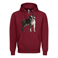 Burgundy Boston Terrier Zipper Hoodie - LillyAllenDesigns