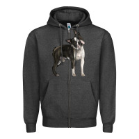 Charcoal Heather Boston Terrier Zipper Hoodie - LillyAllenDesigns