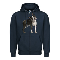 Navy Boston Terrier Zipper Hoodie - LillyAllenDesigns