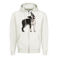 Oatmeal Heather Boston Terrier Zipper Hoodie - LillyAllenDesigns