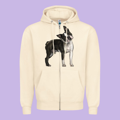 Boston Terrier Zipper Hoodie Designed By Lillyallendesigns