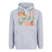 Heather Grey nine is a vibe Heavyweight Hoodie - MaliasSmallBusiness