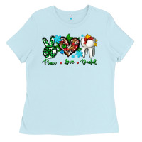 Baby Blue peace love dental for Christmas Ladies Tee - AdoDesignShop