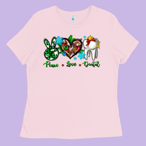 Peace Love Dental For Christmas Ladies Tee Designed By Adodesignshop