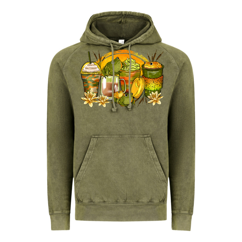 Frog Coffee Cups Vintage Hoodie by Zillion Design Studio | Teevron