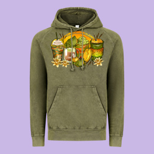 Frog Coffee Cups Vintage Hoodie Designed By Zillion Design Studio