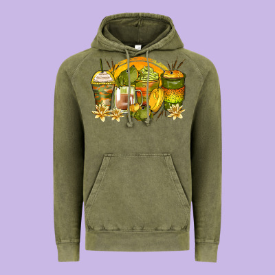Frog Coffee Cups Vintage Hoodie Designed By Zillion Design Studio