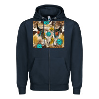 Navy cowhide leopard bull skull gemstone Zipper Hoodie - NancyCooperArtShop