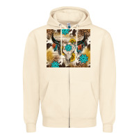 Sandshell cowhide leopard bull skull gemstone Zipper Hoodie - NancyCooperArtShop