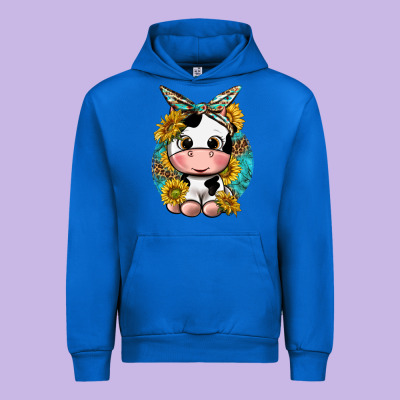 Cute Cow With Sunflower And Leopard Urban Hoodie Designed By Texasbilliewilder