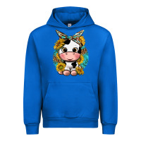 Cobalt cute cow with sunflower and leopard Urban Hoodie - texasbilliewilder