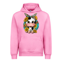 Fuchsia Pink cute cow with sunflower and leopard Urban Hoodie - texasbilliewilder