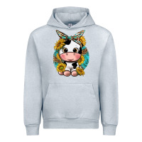 Heather Grey cute cow with sunflower and leopard Urban Hoodie - texasbilliewilder