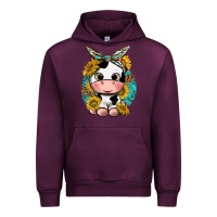 Mauve Wine cute cow with sunflower and leopard Urban Hoodie - texasbilliewilder