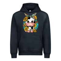 Navy cute cow with sunflower and leopard Urban Hoodie - texasbilliewilder