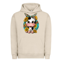 Pigment French Oak cute cow with sunflower and leopard Urban Hoodie - texasbilliewilder