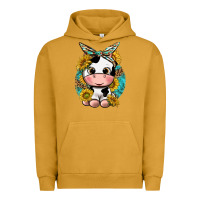 Pigment Peanut Butter cute cow with sunflower and leopard Urban Hoodie - texasbilliewilder